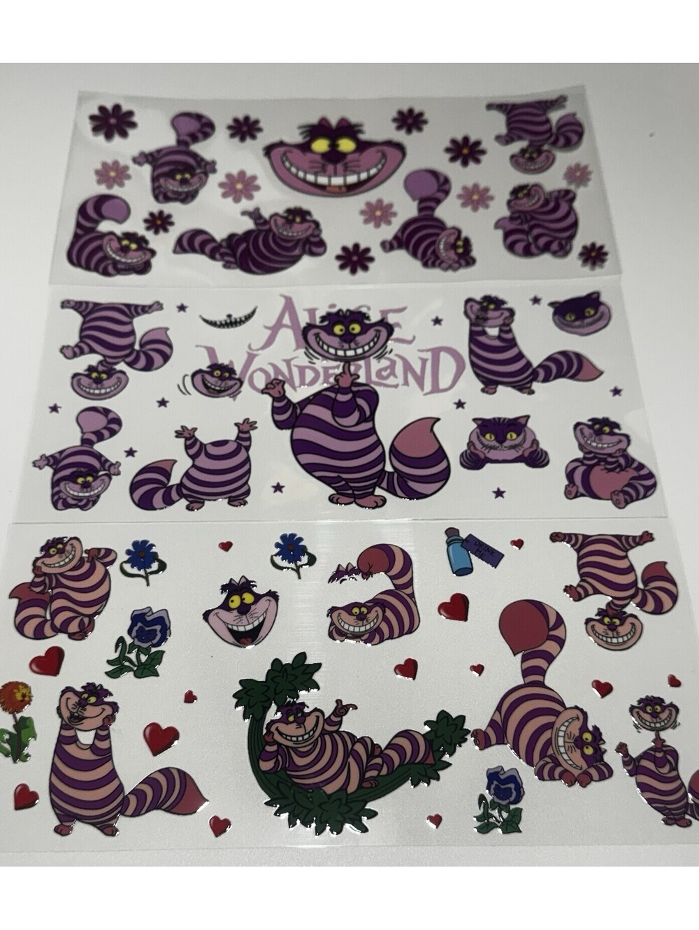 3 Cup Wraps Cheshire Cat UV DTF Assorted Set NEW for 16 oz Cups Alice Wonderland